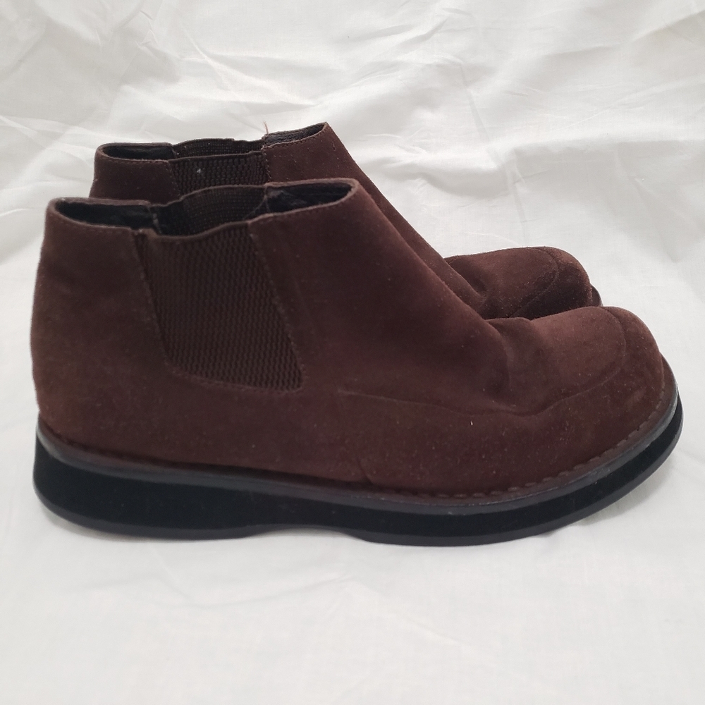 SIMPLE 9500 Vintage 90's WOMENS KIWI MID Ankle Brown Flats Suede BOOT SHOE 9.5